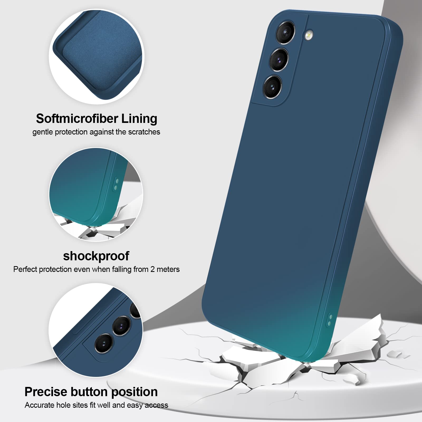 GiiYoon Case Compatible with Samsung Galaxy S21, Silky-Soft Touch Full-Body Protective Phone Silicone Case, Shockproof Cover with Microfiber Lining, Blue — view 2