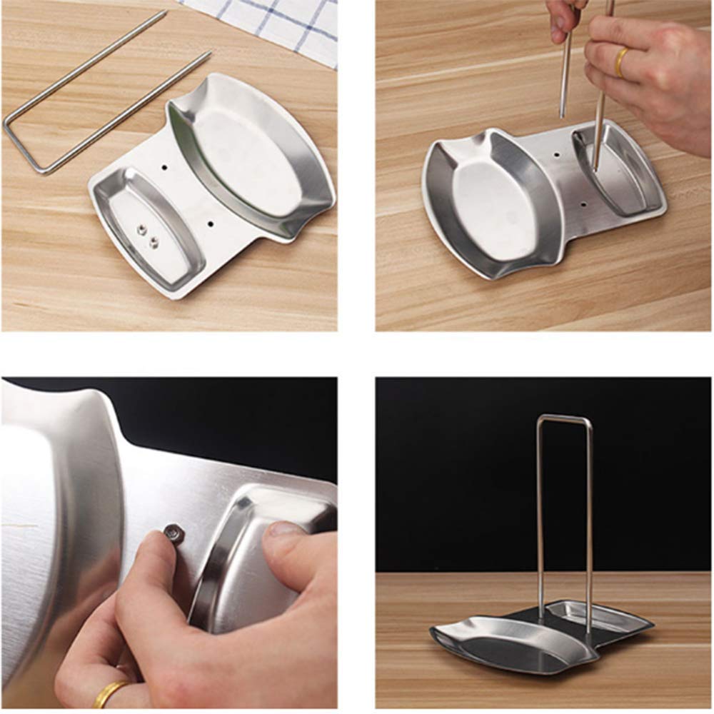 Soporte Organizador Para Tapas De Ollas De Acero Cromado - Con Diseño En U, Ahorra Espacio En La Cocina (14.5x14 Cm)