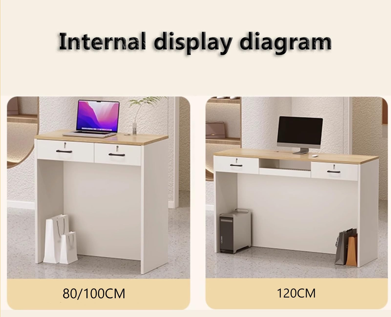 GLDWEY 39-55 inch receptie balie, kantoorcomputertafel met afsluitbare