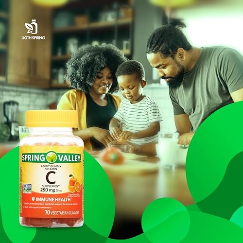 Miniatura 6 de Spring Valley Gomitas de vitamina C, 250 mg, 70 unidades + "Vitaminas y minerales, de la A a la Z, mejor luz y guía de primavera" (1 paquete de 70
