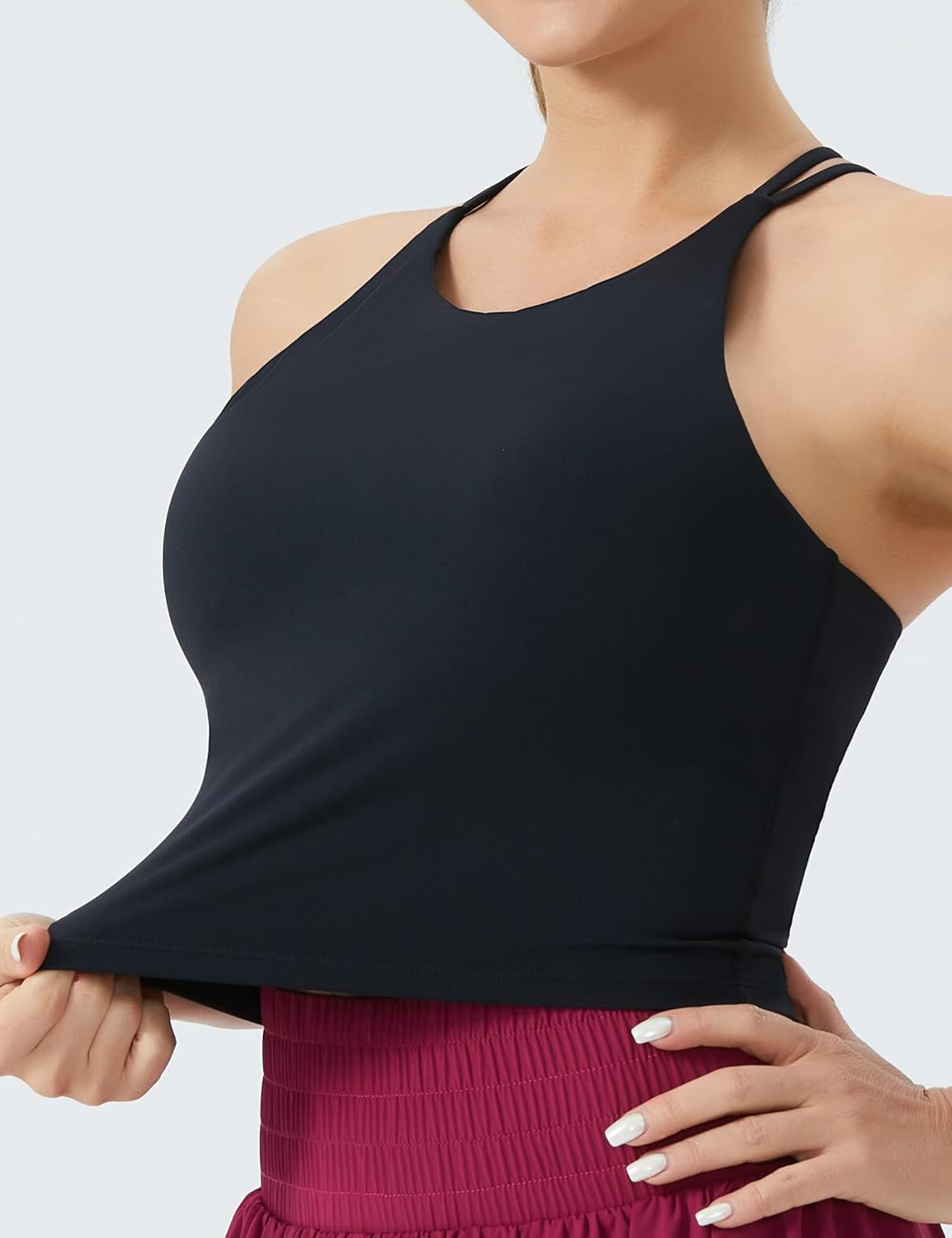 THE GYM PEOPLE Women's Cross Back Sports Bra Halter Neck Workout Crop Tank Tops with Removable Pads - Image 2