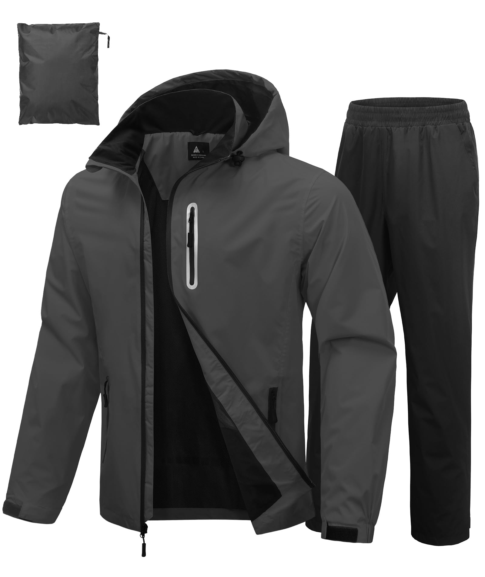 SWISSWELL Men's Waterproof Golf Rain Suit Rain Gear Jacket and Pant Outdoor Lightweight Hooded Raincoat S-5XL