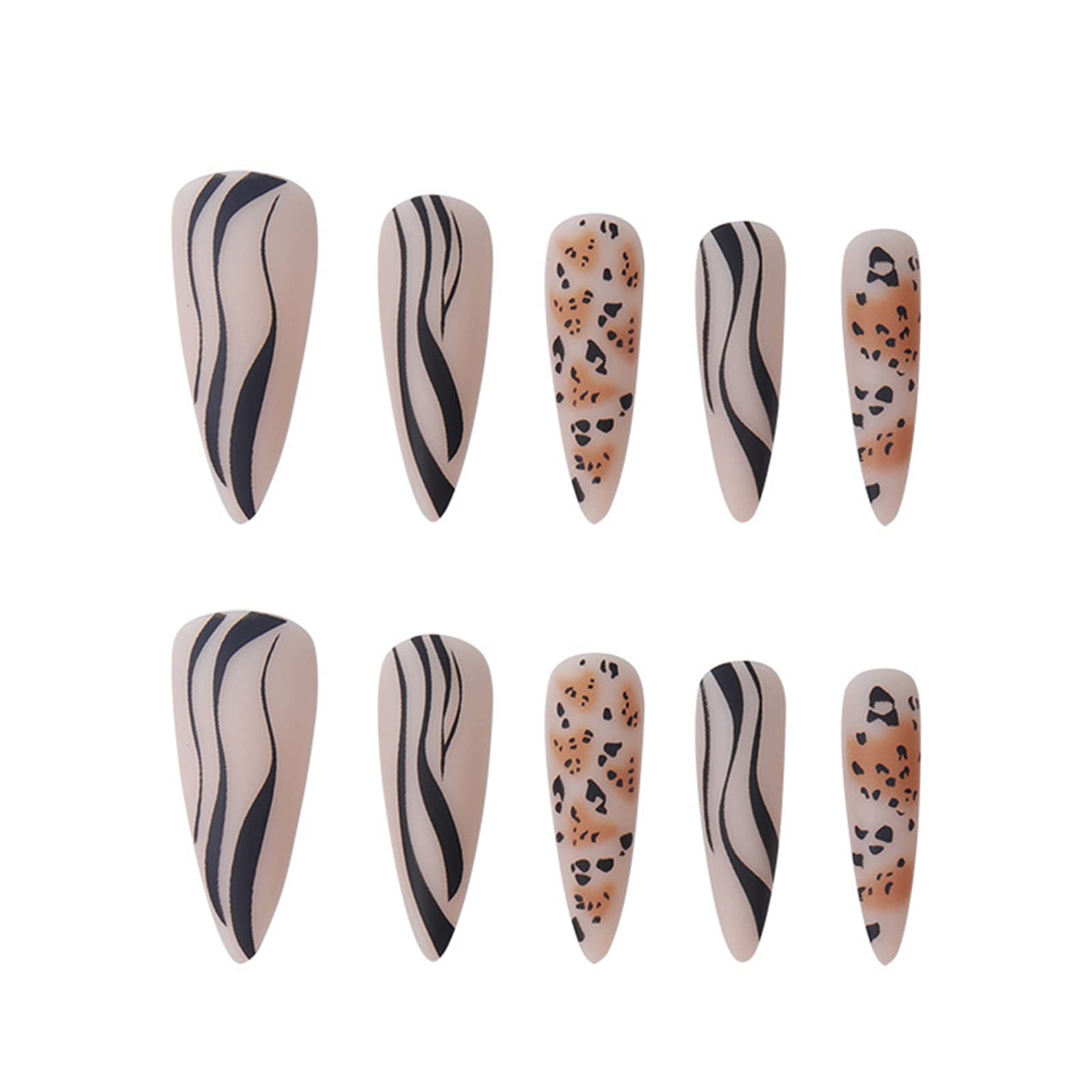Unghie Finte Lunga Copertura Completa Colla Inclusa Stampa Leopardo Pressa sulle Unghie 24 Pezzi Nail Art Tip con Scatola per Saloni di Bellezza e Nail Art Fai da Te per Donne