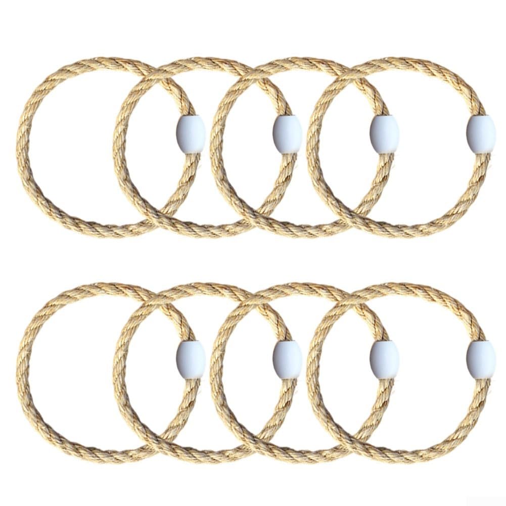 Jeu de lancer d'anneaux 8 pièces corde chanvre perles bois extérieur jardin fêtes enfants