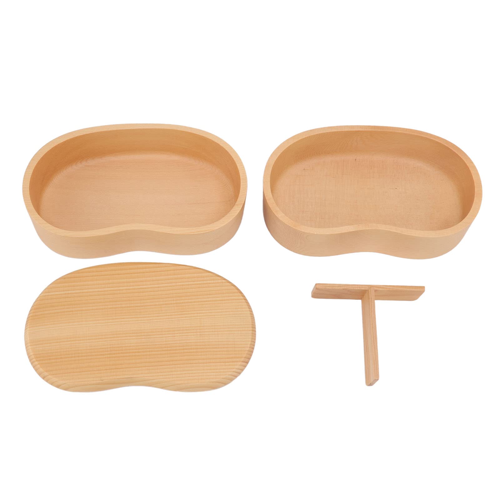Boîte à, boîte à déjeuner japonaise en bois à double étage, récipient alimentaire avec cloison amovible pour l'école et le bureau