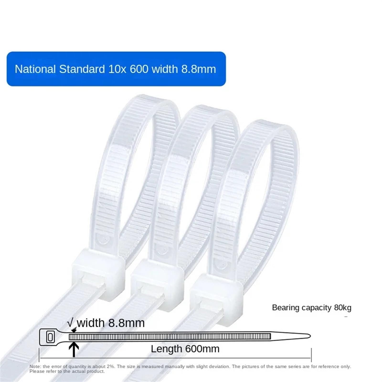 W 10mm 100 pièces L400-1000mm GB blanc autobloquant en Nylon industriel attache de câble fixer câble organisateur fil câble ZipTie (Color : Black, Size : 10x1000-100pcs)