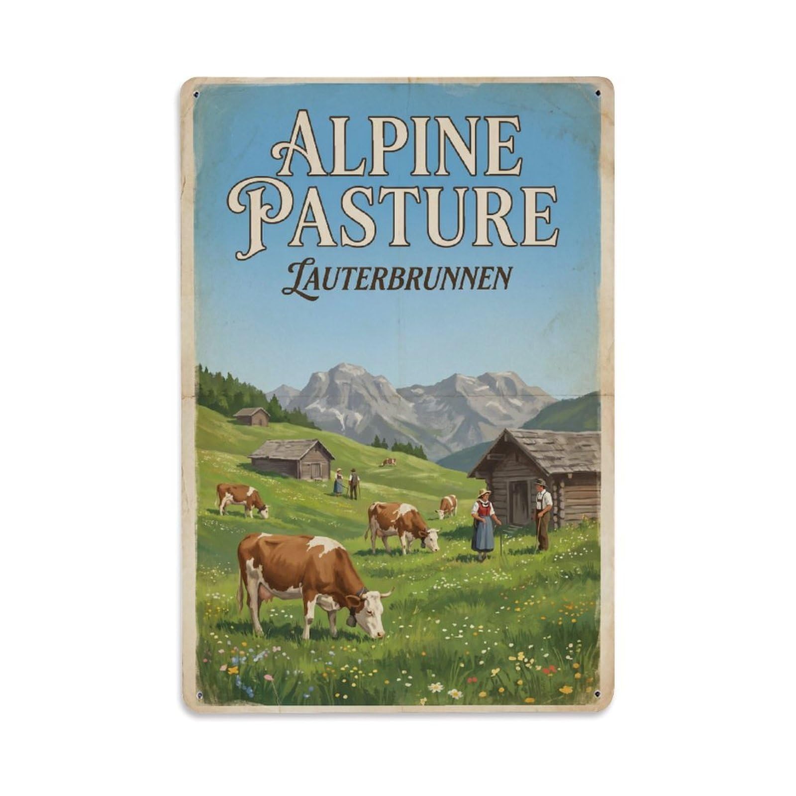 Gead 8X12inch Style Vintage Travel Switzerland Alpine Pasture Metal Tin Sign