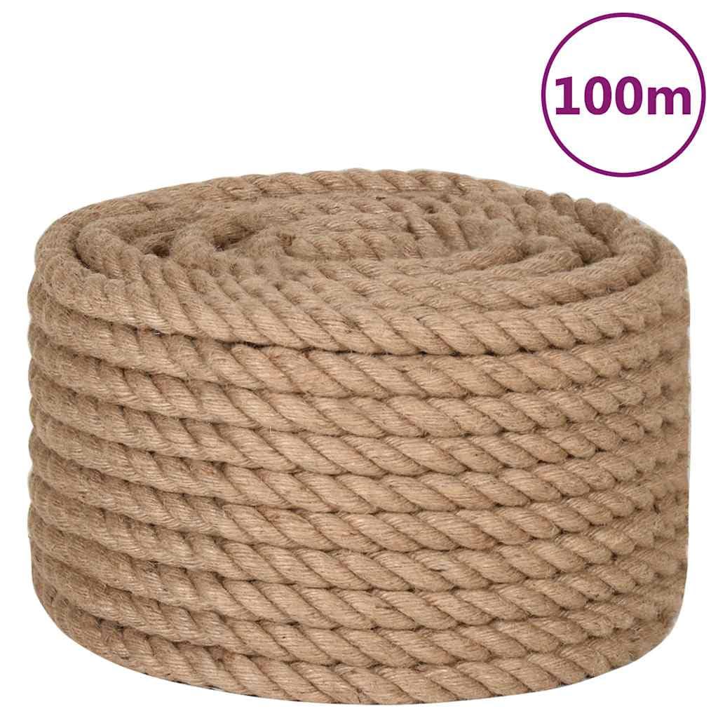 Cuerda de yute, 20 mm de grosor, 100 m de longitud, cuerda de herramienta duradera para uso marino, agricultura, jardín y decoración del hogar, cuerda trenzada pesada