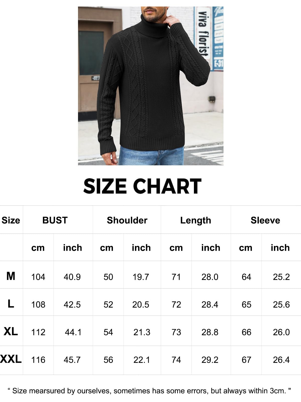 Maglione da Uomo Invernale a Collo Alto e Maniche Lunghe in Maglia | Tessuto Morbido, Caldo e Traspirante, Colletto, Polsini e Orlo a Costine, 100% Cotone, Ufficio, Feste, Vita Casual Quotidiana