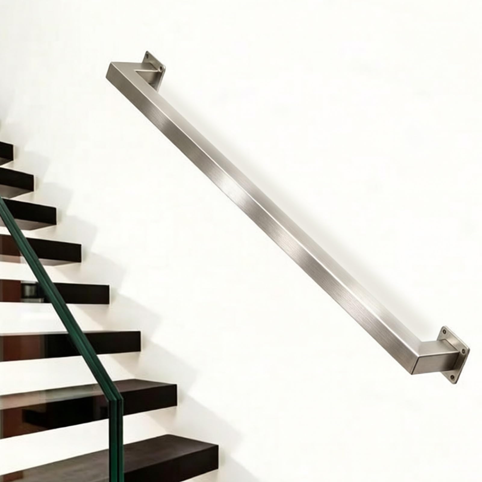 Liyadolaam Women's One Color Handrails For Stairs, Banister Rail For Indoor And Outdoor Steps, Industrial Metal Hand Railings Set, 1-20Ft Wall Mount Support Staircases Handrail(17Ft/510Cm)