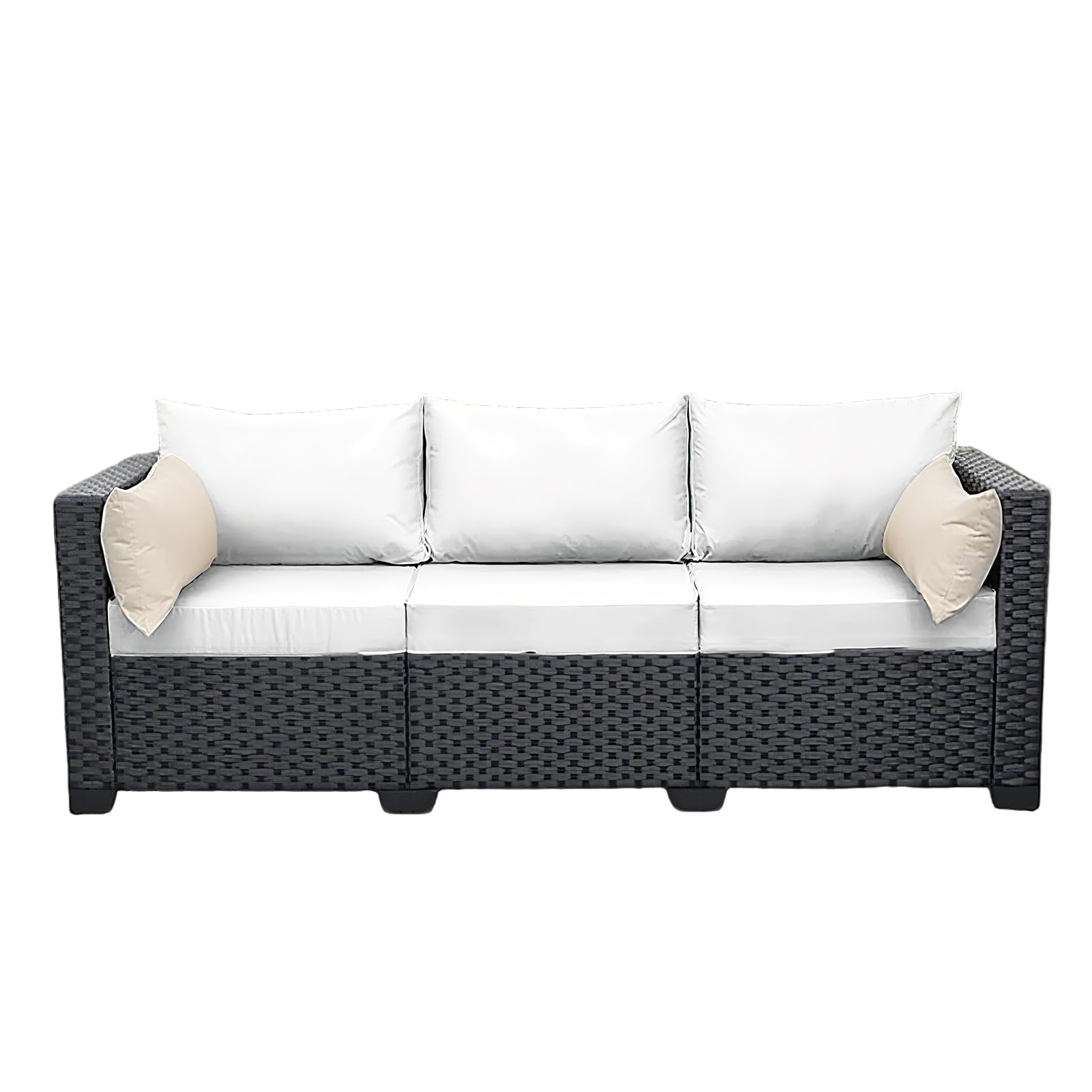 Sxwdeu 1/2/3 PCS Outdoor Patio Sofa Cushion Cover, Rattan Cushion Covers, Stretch Fit Garden Furniture Seat Covers, Soft Couch Slipcovers for Garden (White,2PC Length 50-65cm)