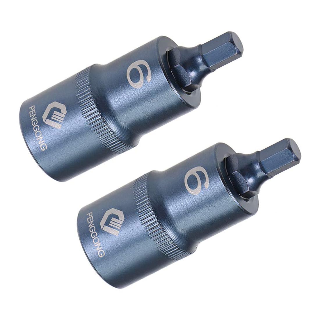 ROWORKX 2Pcs 1/2" Drive x H6 (6mm) Hex Bit Socket, Allen Key Socket, Premium S2 Steel Bits