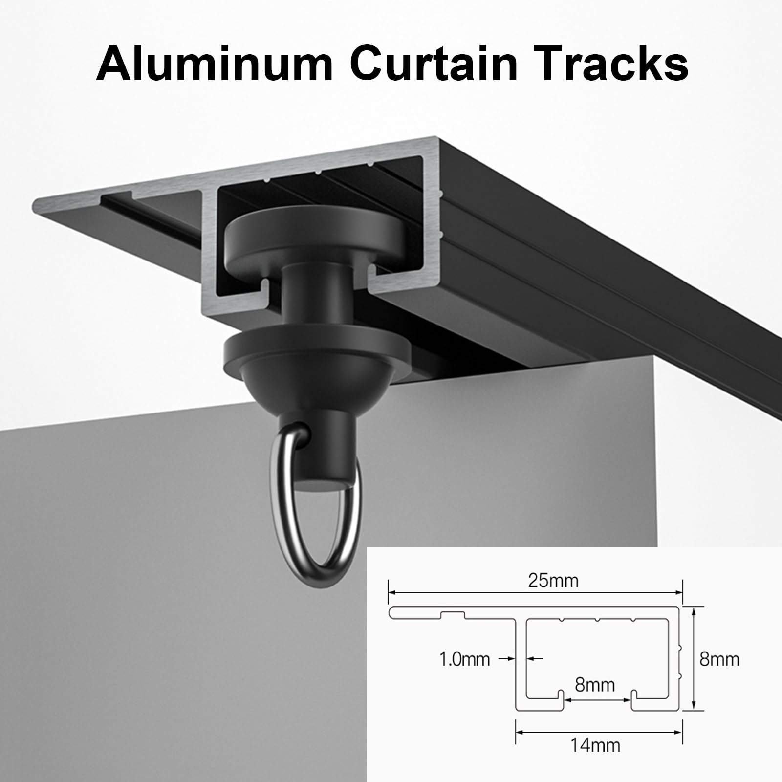 Binario per tenda da doccia in alluminio, curva ad angolo a 90°, set di guide per montaggio a soffitto, asta regolabile da 70 a 600 cm, asta per doccia per divisorio per camper/camper L/U S Bay