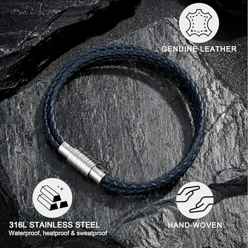 Pulsera de Cuero para Hombre con Broche de Acero miniatura 5