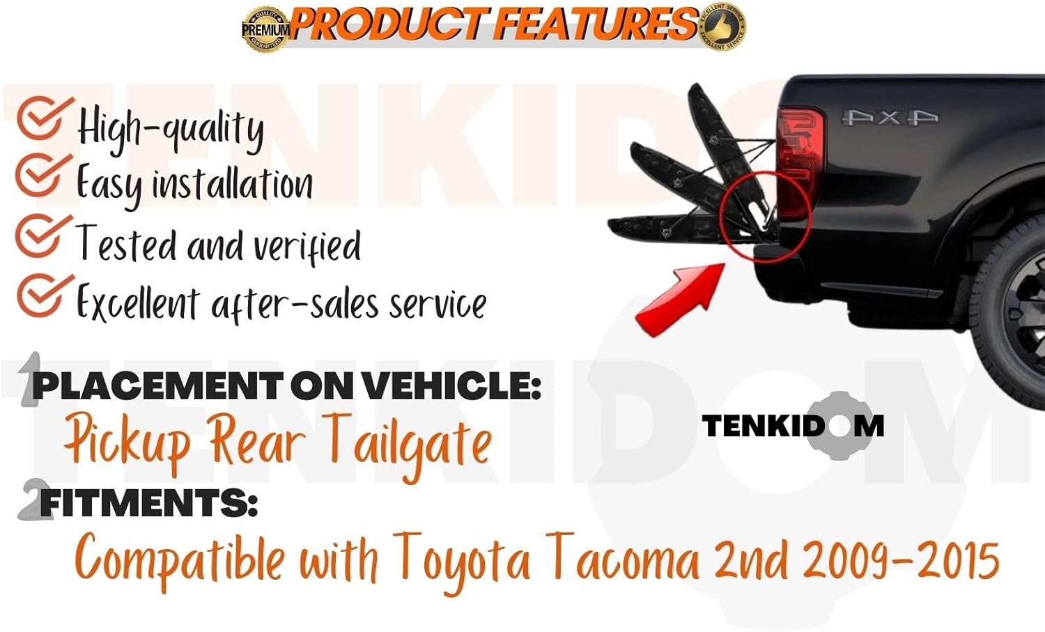 Pickup Tailgate Assists Compatible with Toyota Tacoma 2nd 2009-2015 Shock Lift Supports Rear Gas Dampers Springs Kit No-Drill Bolt-on