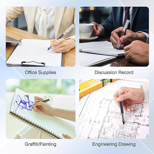 Miniatura 7 de 12 bolígrafos de punta rodante, tinta de secado rápido de 0.020 in, punta extrafina, bolígrafos de tinta líquida, bolígrafos de punta redonda (negro