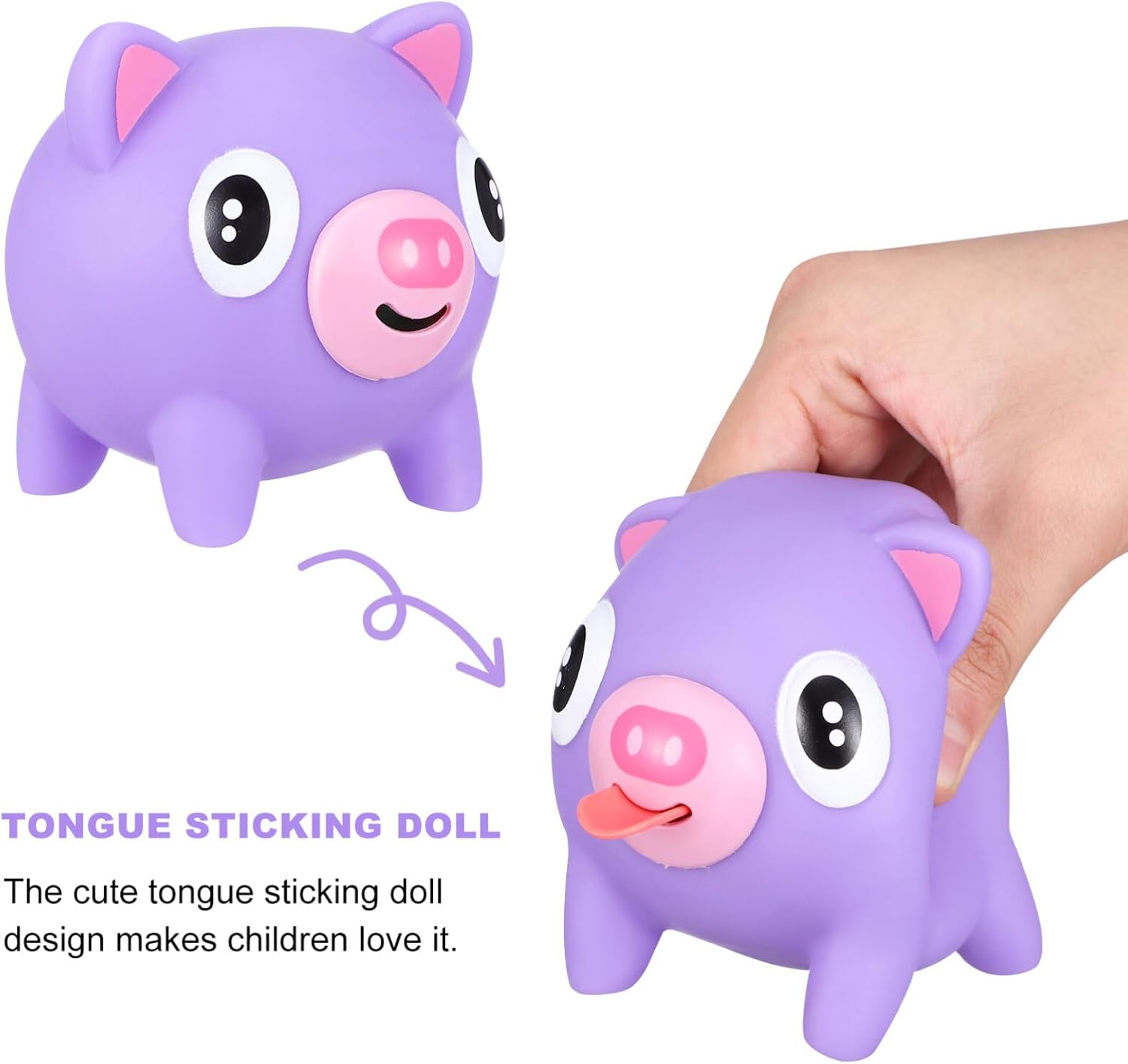 TOYANDONA Squeeze Toys for Kids, 5pcs Animal Squeeze Stick Out Pig Squeeze Toys Animal Balls Funny Screaming Animal Desk for Relief Decompression