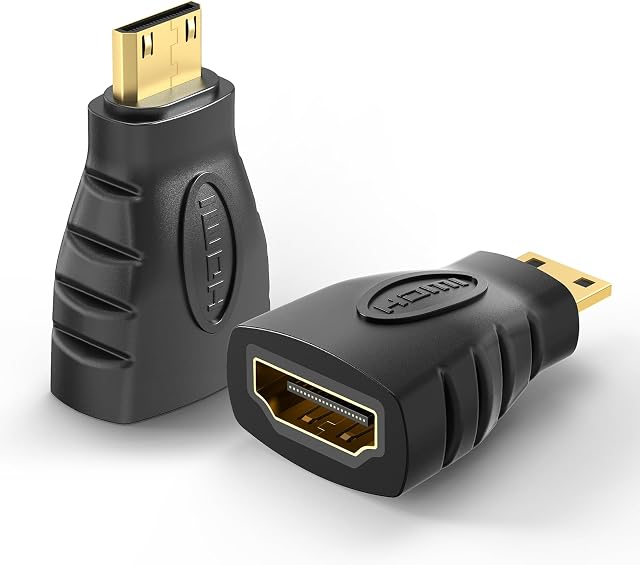 VCE Mini HDMI to HDMI Adapter Gold Plated Connector Mini HDMI Male to Standard HDMI Female Converter Compatible for Raspberry Pi Zero W, Camera, Camcorder, DSLR, Tablet, Video Card, 2 Pack