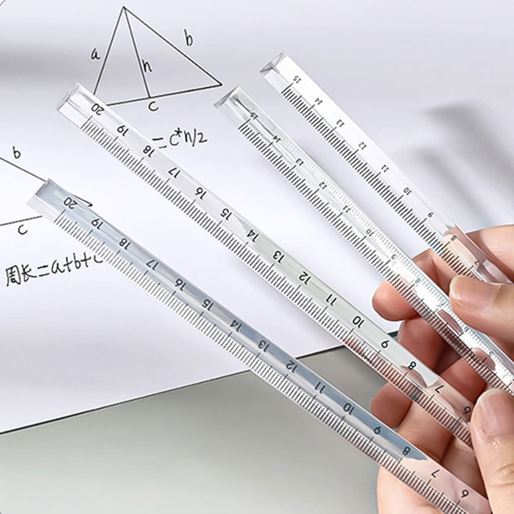 Borsa trasparente righello, righello dritto, in plastica, strumento di misurazione portatile, per cucire tessuto, lavorazione del legno, disegno 15 cm 20 cm, righello triangolare Zimmermann da 6