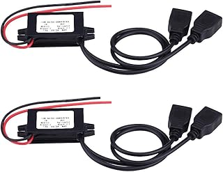 DC 12V to DC 5V Dual USB Charger Adapter Converter Module Dual Power Adapter Buck Converter Step Down Module for Car Motorcycle Phone Charge (2 PCS)