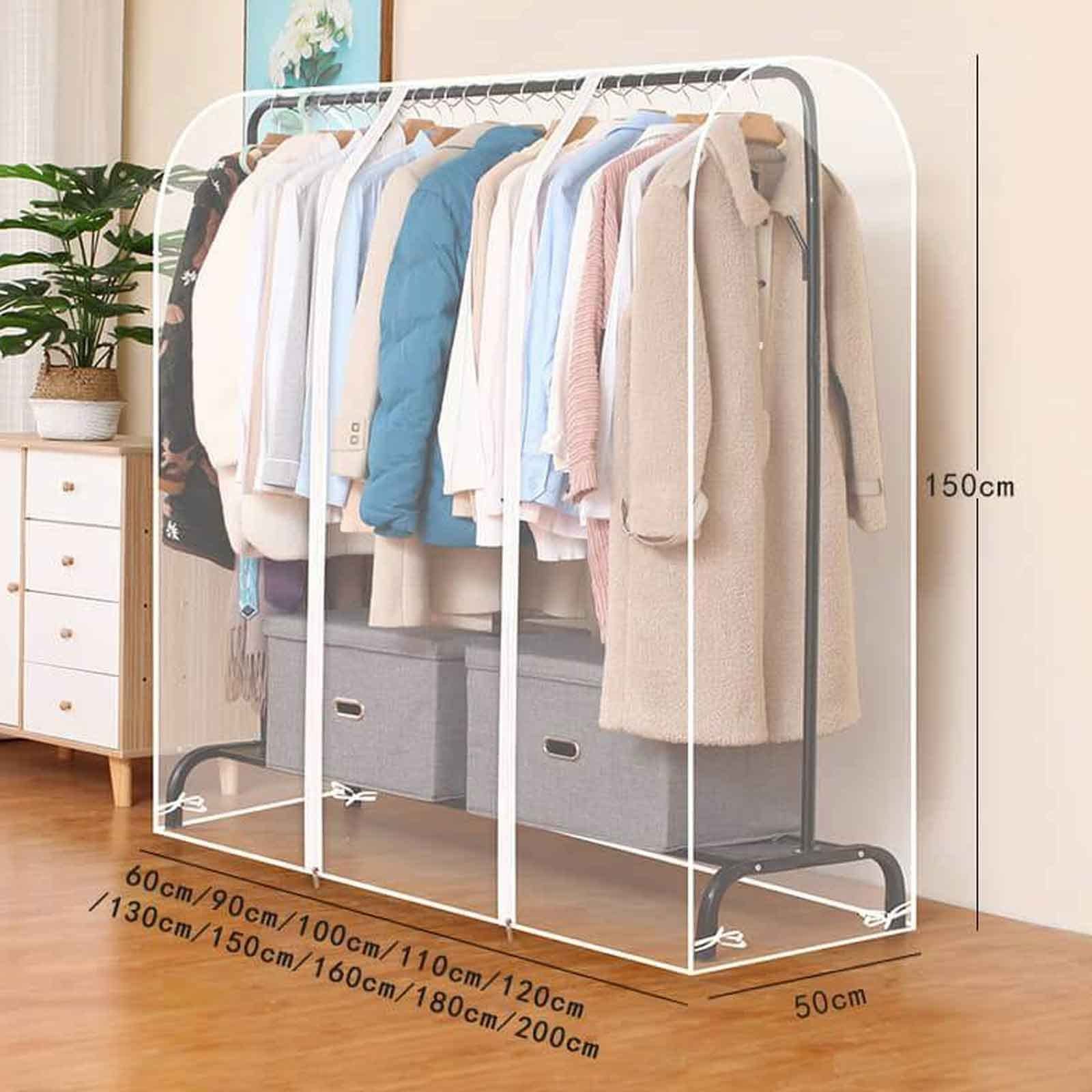 Bolsas de ropa a prueba de humedad, fundas transparentes para colgar trajes y ropa, protector de ropa impermeable con cremallera