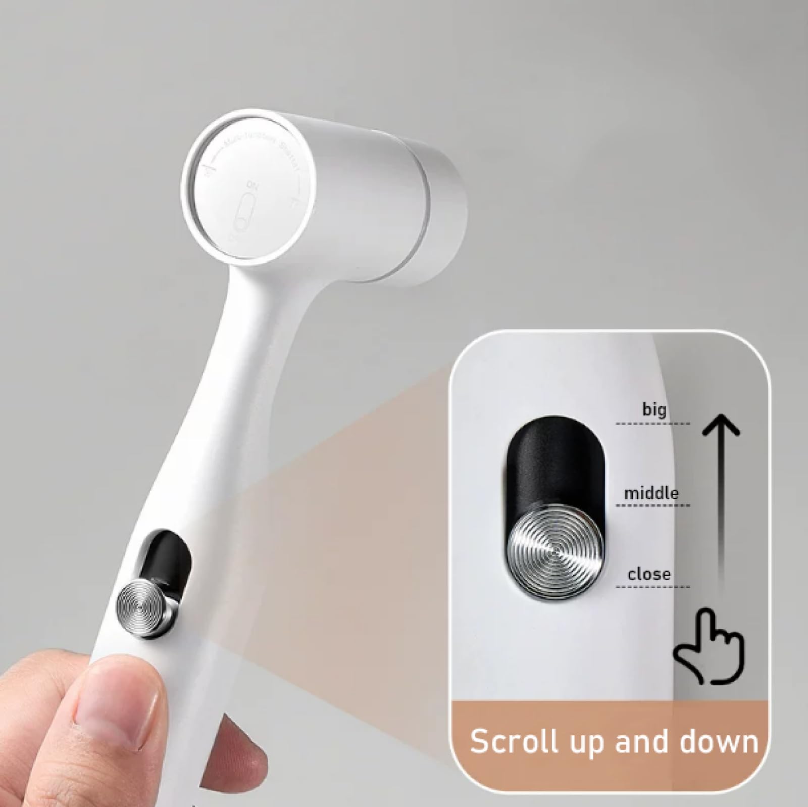 Hand Held Bidet Sprayer Grifo WC Higienico Mezclador De Agua Fría Y Caliente Soporte Ajustable De 30° Montado En La Pared Latón,Gris Pistola