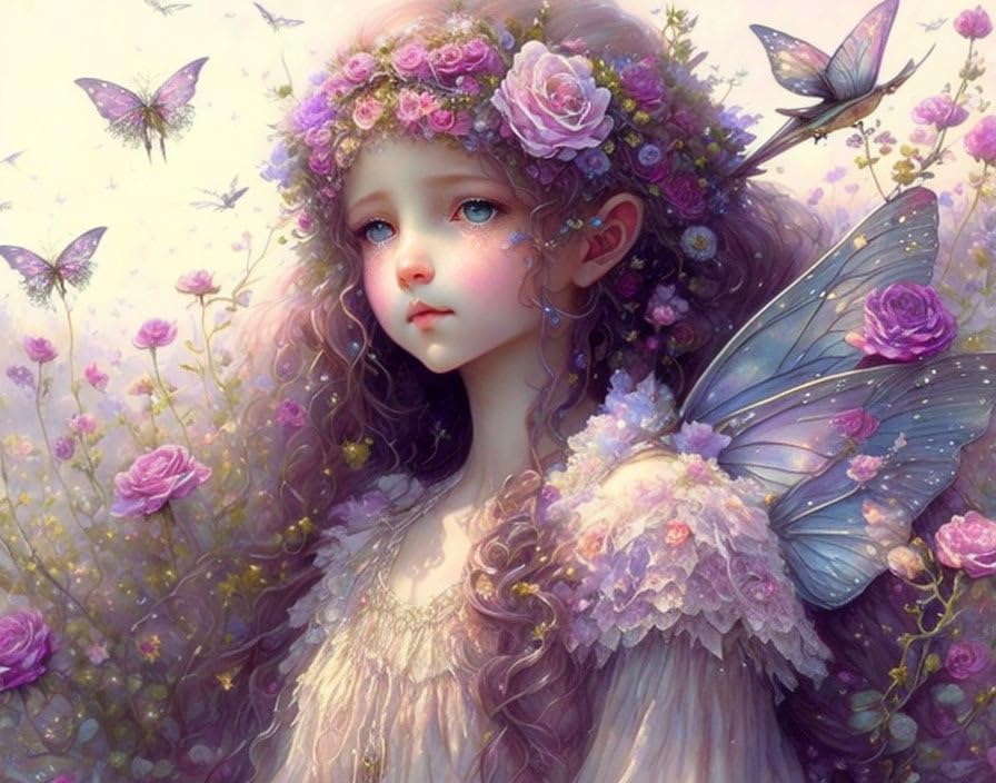 Poster sur toile fille et hirondelles SERENDIPITP sans cadre 58x90 cm