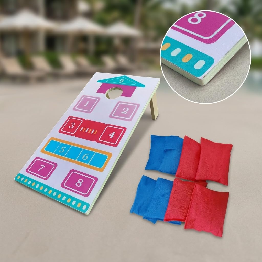 Cornhole Gioco Americano Set per Famiglie, Gioco All'aperto in Legno per Giardino e Campeggio