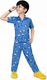 BAMBINOS Kids Cotton Night Suit Set for Infants & Toddlers | 100% Soft Cotton Sleepwear | Round Neck Nightwear for Boys Price In India