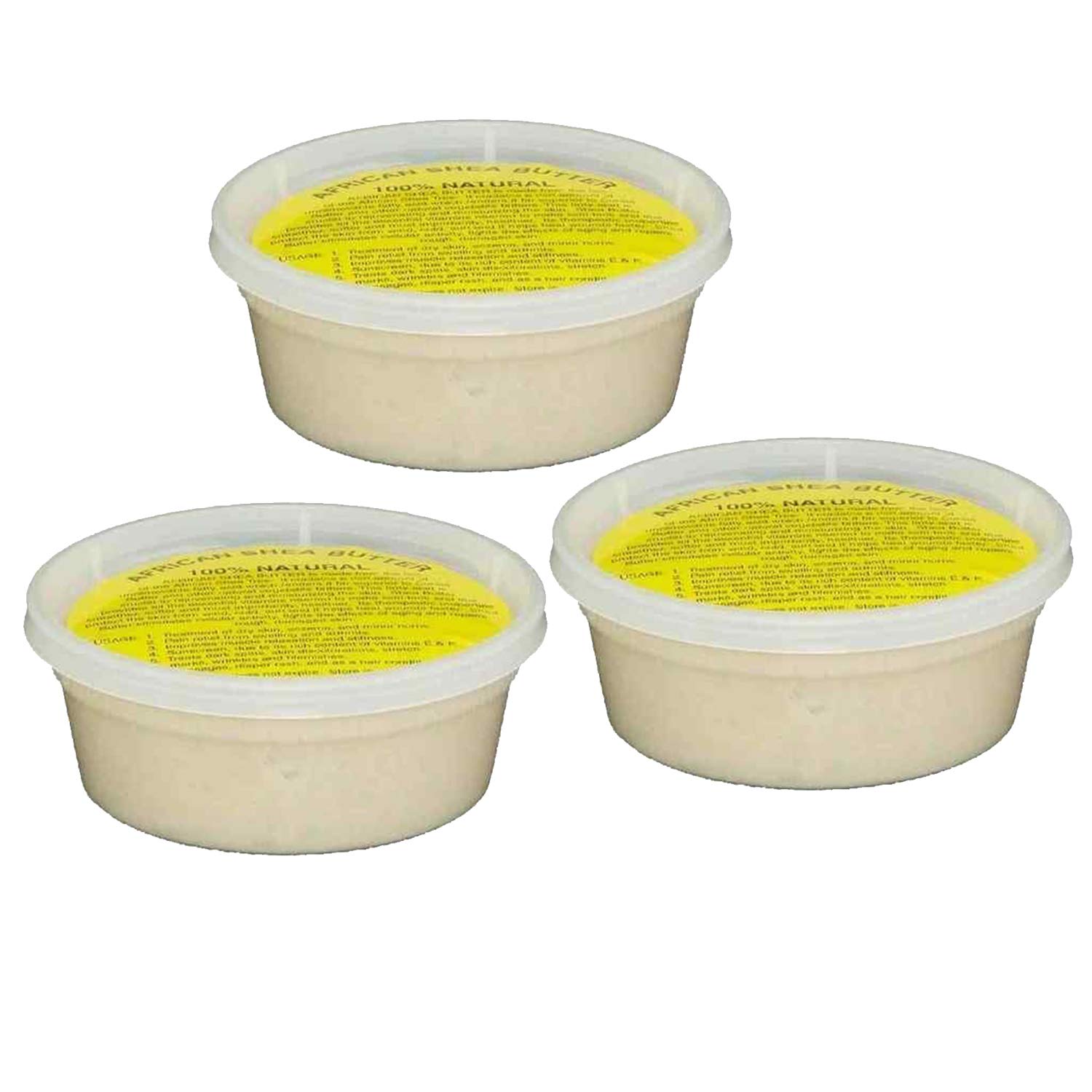 African Shea Butter Pure Raw Unrefined From Ghana"IVORY" 8oz. CONTAINER (3 Pack)