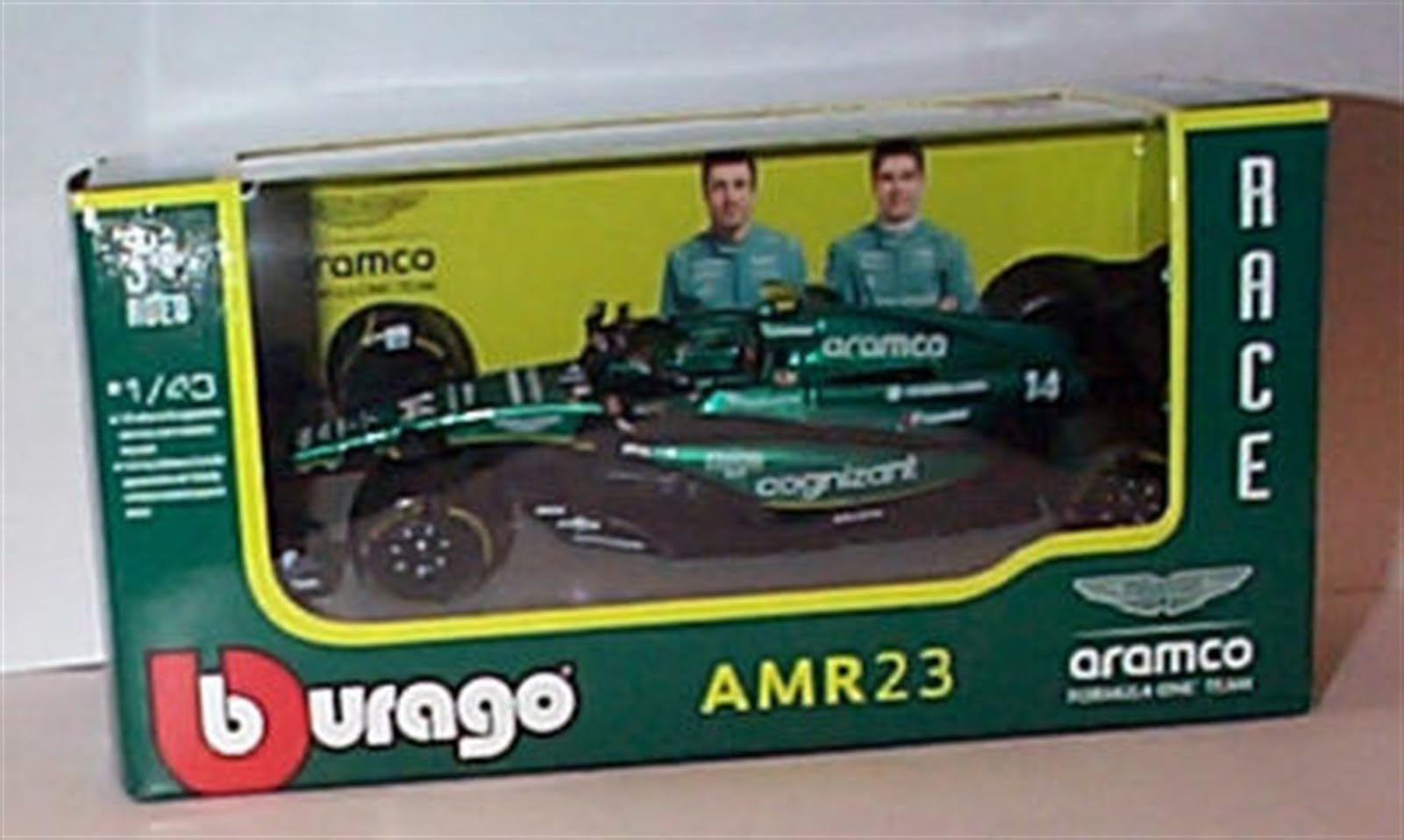 Bburago F1 Aston Martin Racing Fernando Alonso 2023 car 1:43 scale Diecast model