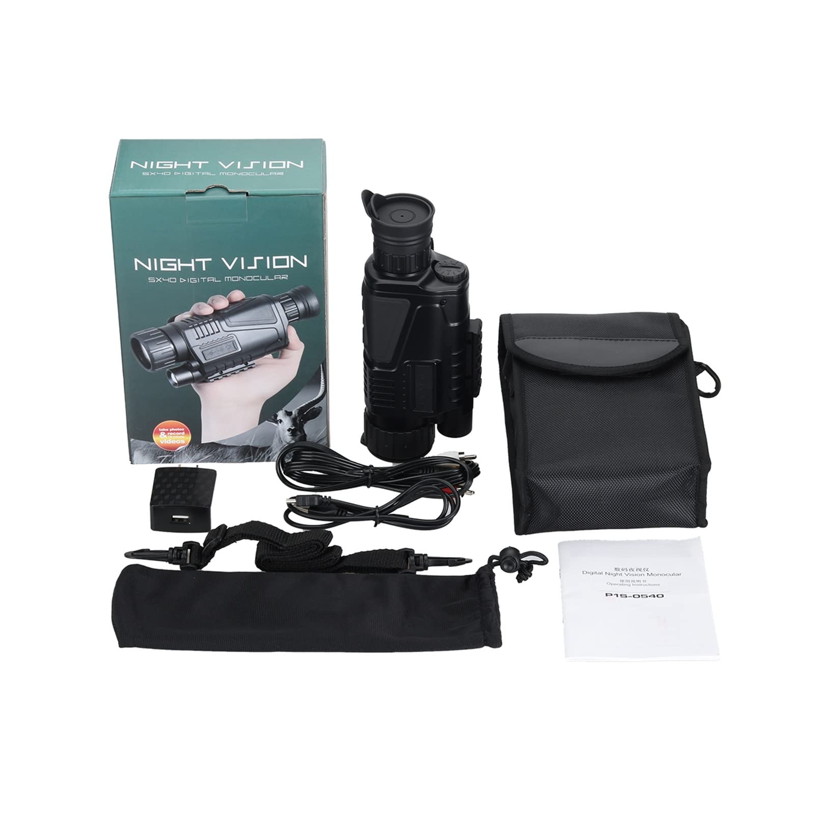 Kamera do zdjęć dzikiej przyrody Night Vision Monocular Telescope HD. Cyfrowy monokularny podczerwień Rób zdjęcia i filmy Odtwarzanie funkcji do polowania Eksploracja, bezpieczeństwo domowe
