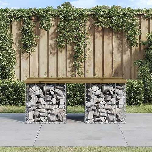 BOWEKAM Home & Garden-Garden - Banco de jardín con diseño de gaviones, 103 x 44 x 42 cm, madera de pino impregnada, elección de muebles