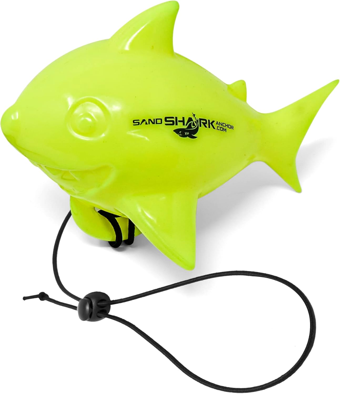 Floating Anchor Ball Marker Buoy by SandShark. Shark Shaped Pontoon Boat Accessories for Beach Fun. Boat Anchor Accessories for Shallow Water. High Visibility. 30″ Bungee Cord (Neon Green).
