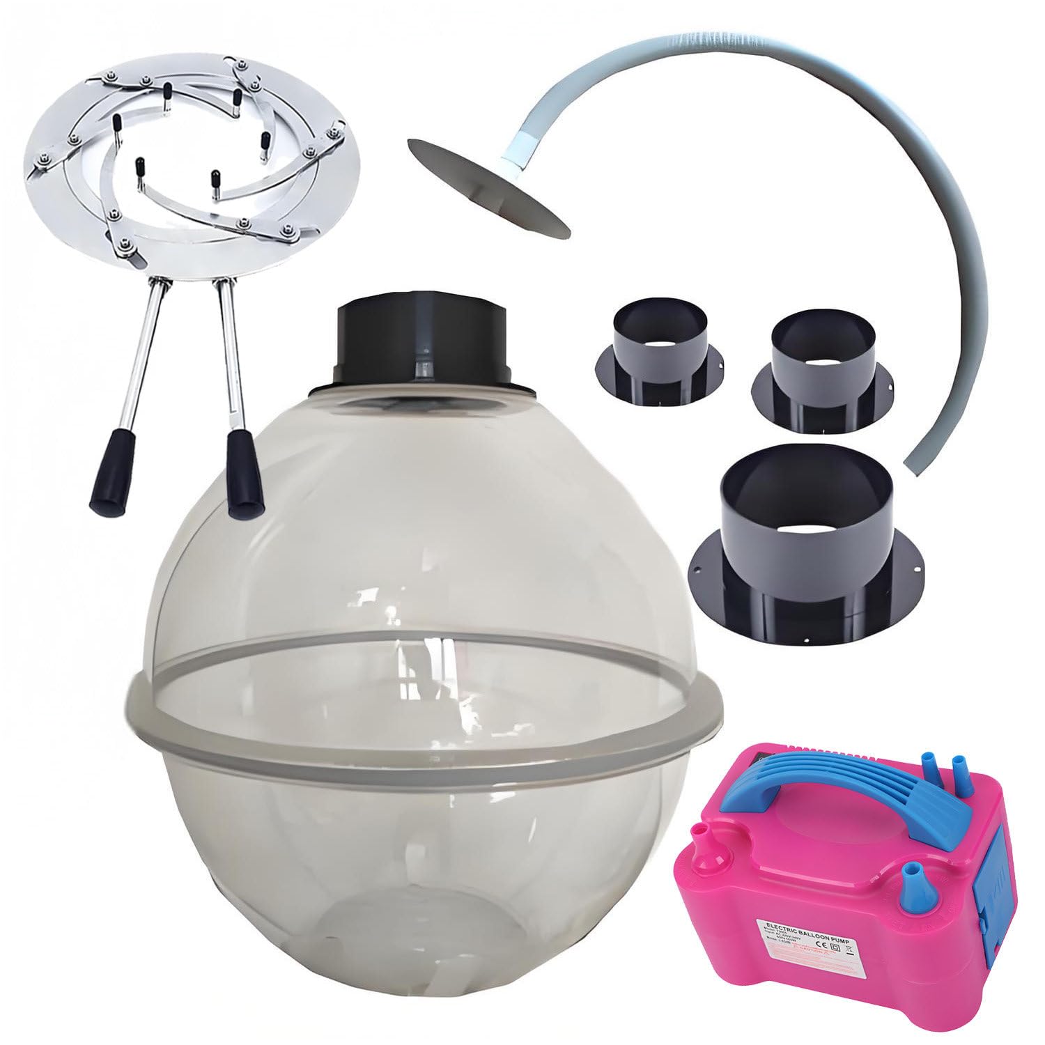 CelyToe Balloon Stuffing Machine Kit with Electric Pump & Expander Pliers - 3 Interfaces, Non-Slip Pads, High-Transparency Acrylic (5 Bobo Balloons for Party Gift Filling) W/flaringtool
