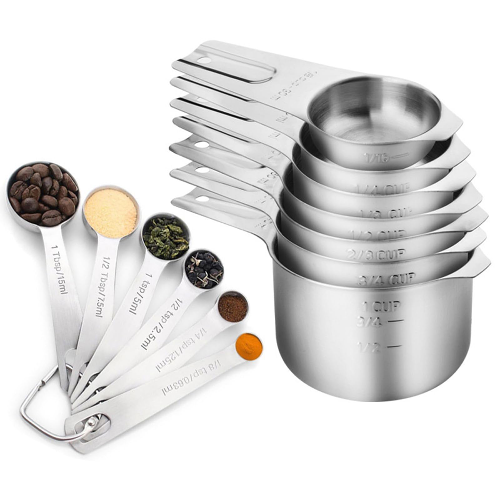 TFAOYS Sturdy Spoon Set with Engravings Gourmets Measuring Spoons Set Functional Stainless Steel Kitchen Utensils Sturdy Cooking Utensils