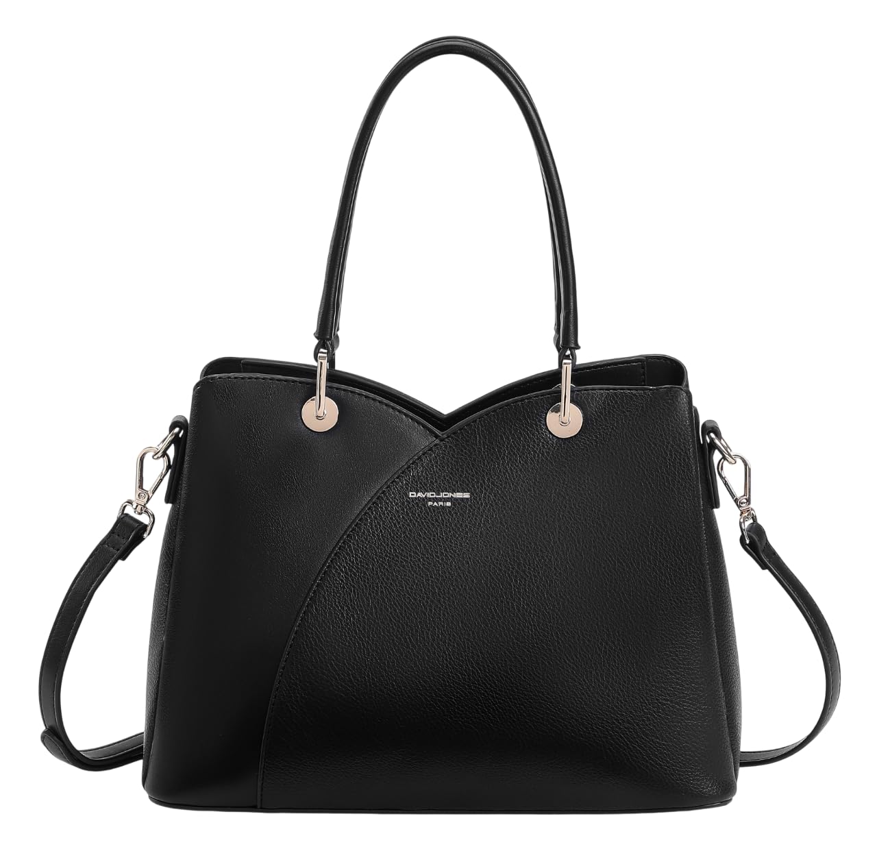 David Jones – Bolso de mano para mujer – Bolso de mano de piel sintética – Hombro – 3 compartimentos con varios bolsillos – Tote City Trabajo elegante clásico chic a la moda de tamaño mediano
