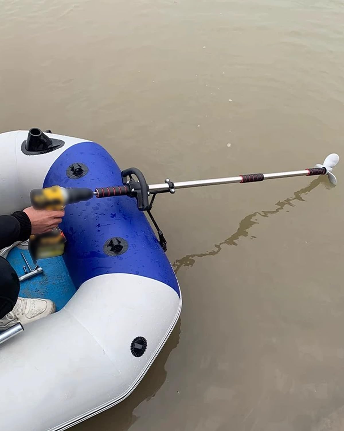 Außenborder Motor Paddle-Board-Trolling-Motor, Bohrpropeller, Handgeführter Kajakmotor für Jon-Boat-Kajak, Leichter Außenbordmotor mit 3 Flügeln(L)