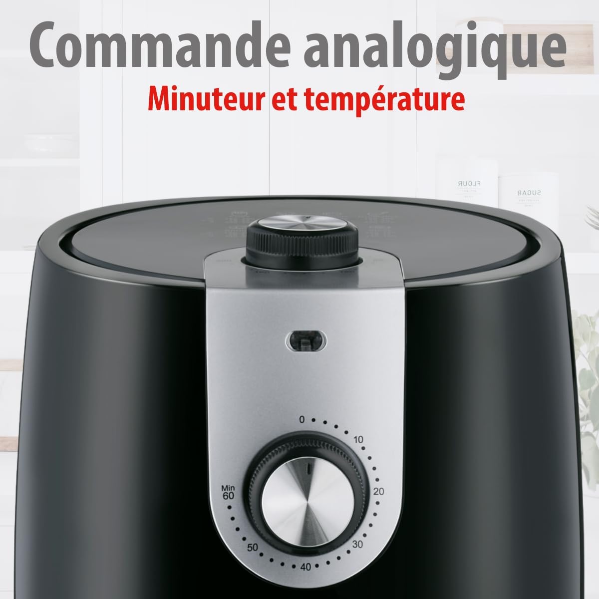 alpina Air fryer 2L - Airfryer Adaptée pour 2 à 3 Personnes - Friteuse sans Huile Electrique avec Minuterie et Température Réglable - Plastique - Noir