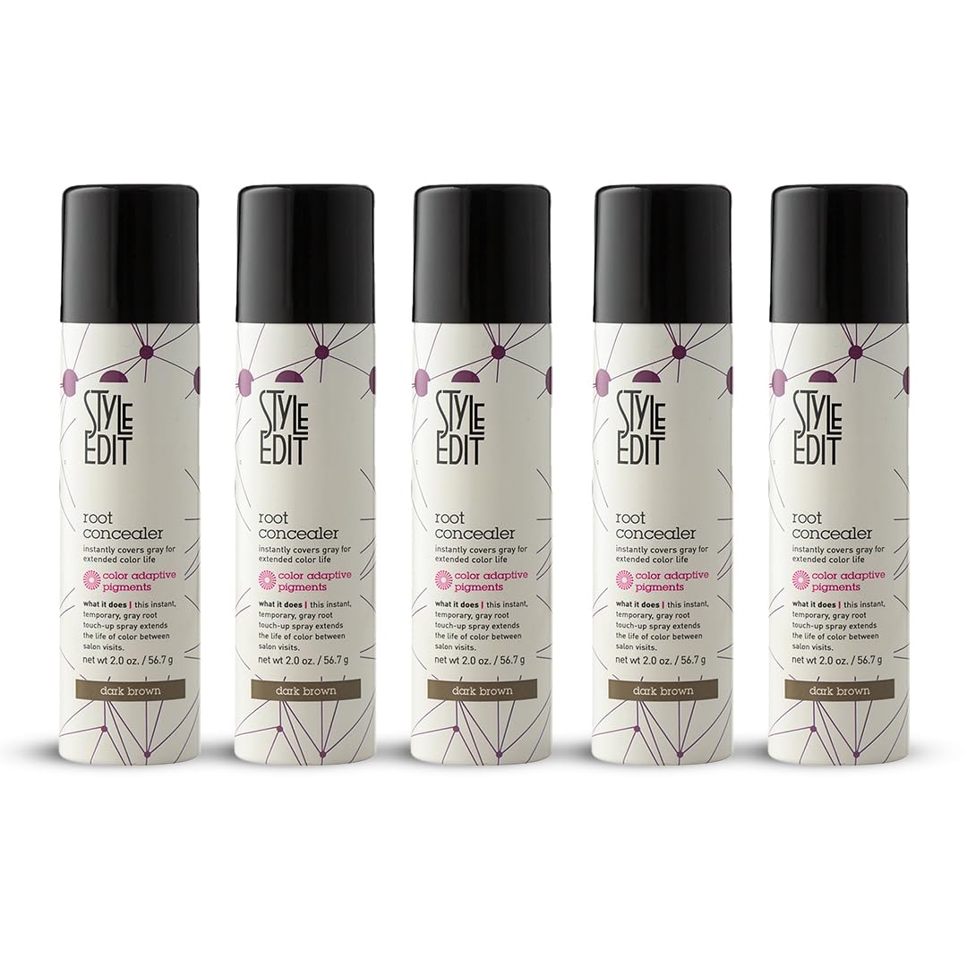 Root Concealer Touch Up Spray (Multiple Colors Available) - Instantly Covers Greys And Roots - Professional Salon Quality Grays Cover Up Hair Products for Women Dark Brown 2 Ounce PACK OF 4 PLUS 1 FREE (Total Of 5)