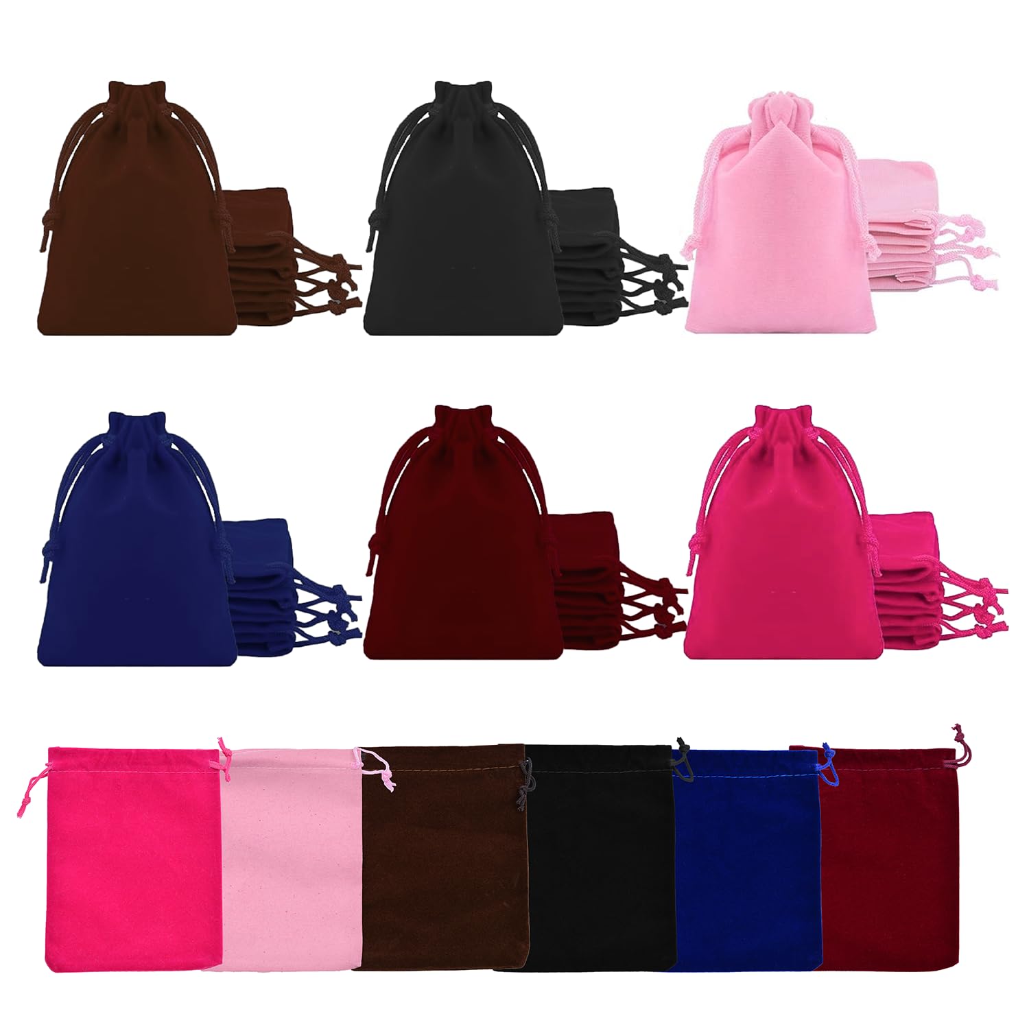 RXKFIGX Weiche Samt Beutel 24 pcs Geschenk Tasche 6 Farben Schmuckbeutel mit Kordelzug Schmuck Süßigkeiten Beutel Kordelzug Samtbeutel Für Weihnachten Hochzeit Gunsten Süssigkeit Geschenkverpackungen