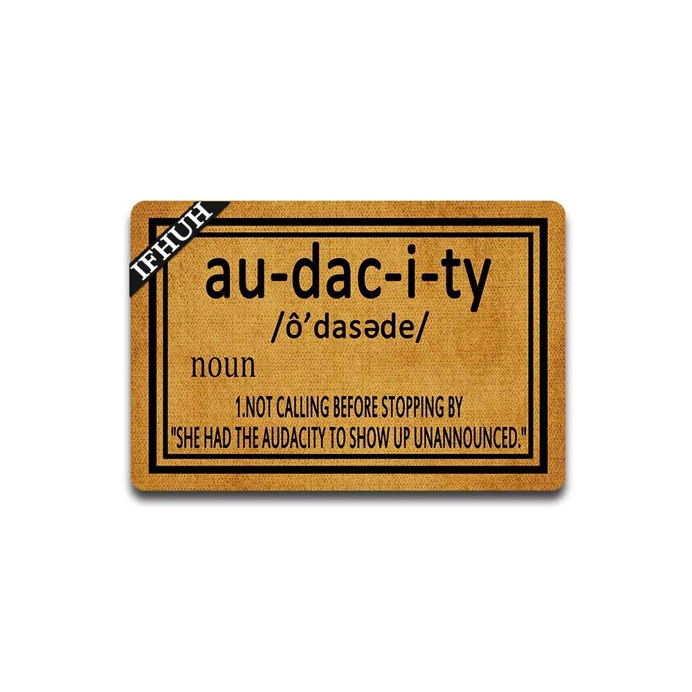 IFHUH Audacity Definition Doormat Funny Welcome Mat Front Door Mat Rubber Non Slip Backing Funny Doormat Indoor Outdoor Rug 23.6 in(W) X 15.7 in(L) — image 1