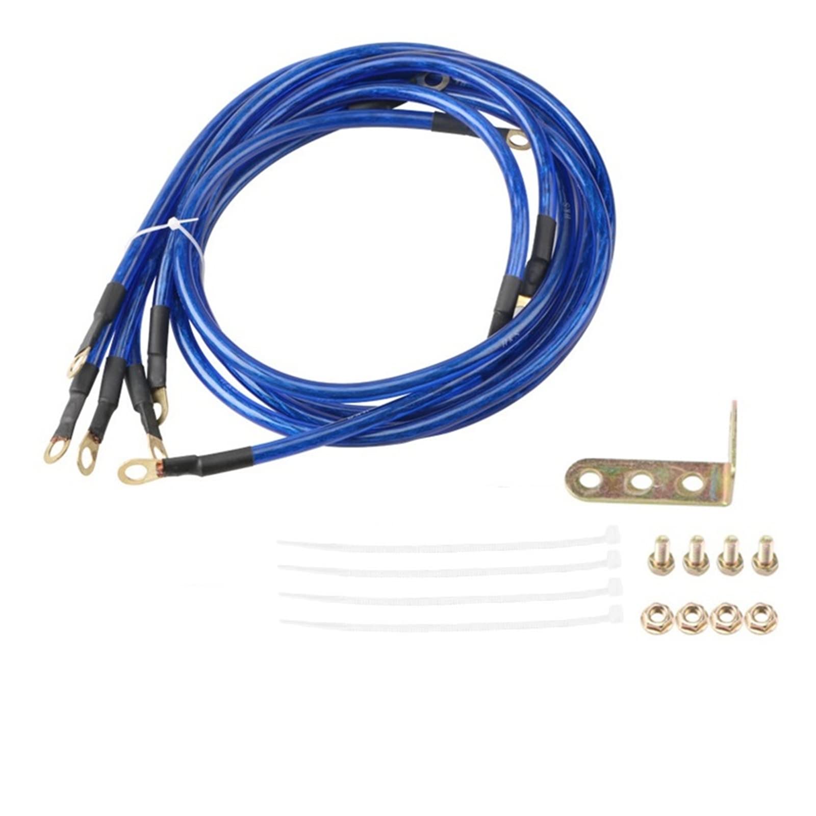 WANGCL Kit di messa a terra auto, sistema di cavi di terra auto universale a 5 punti, kit di cavi di messa a terra - blu
