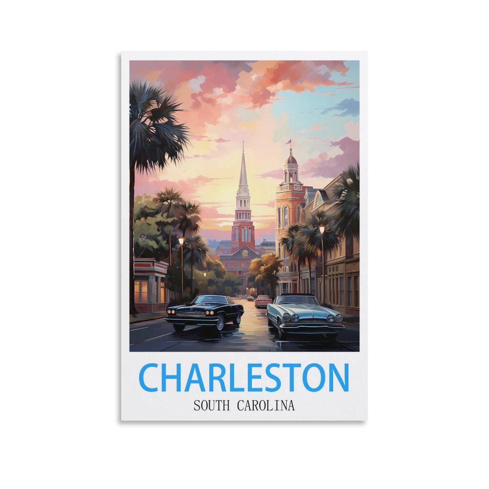 Vintage Metal Tin Sign,Charleston South Carolina,Vintage Tin Sign Metal Retro Art Wall Poster for Home Club Garden Decor 15x30cm