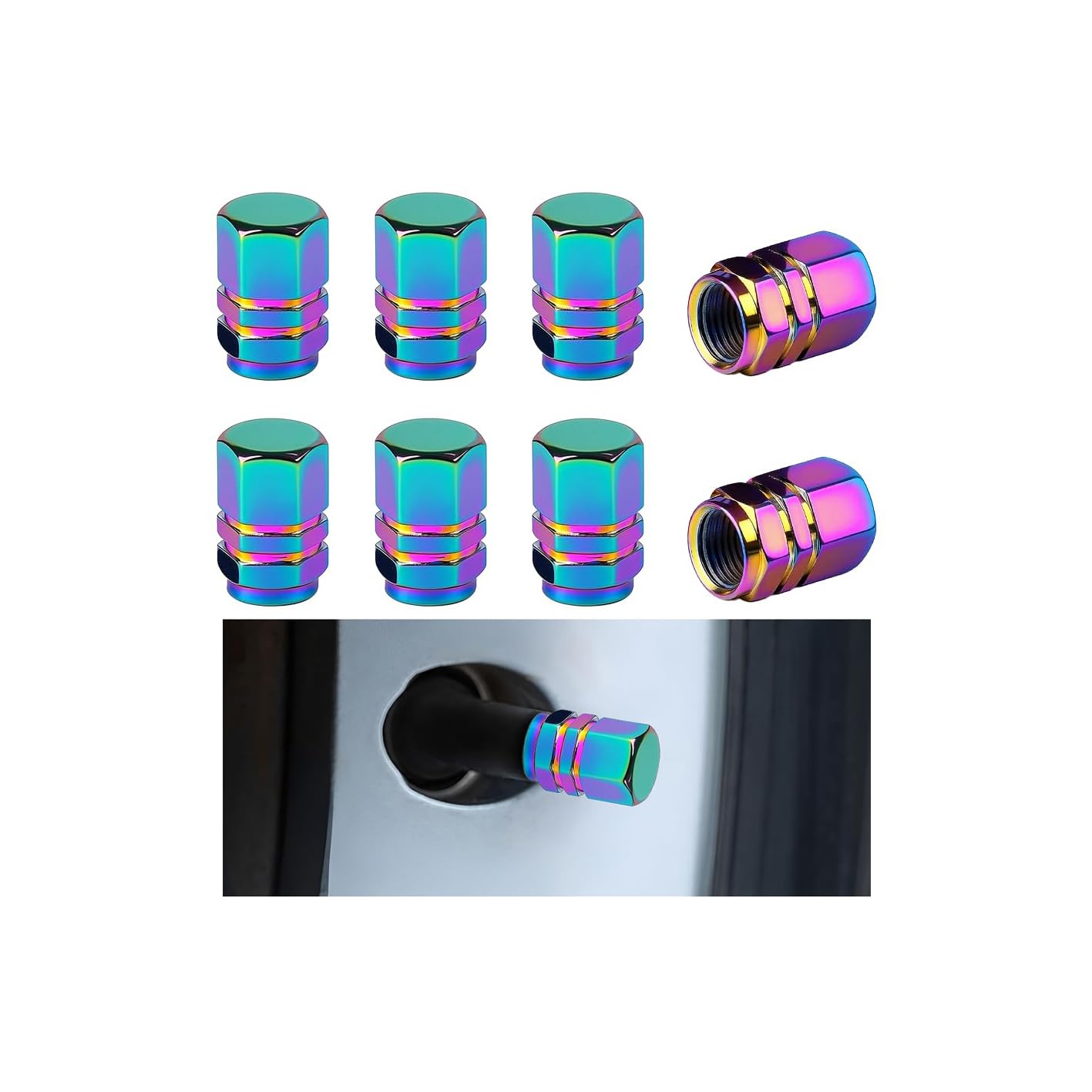 Osilly Aluminum Tire Valve Stem Caps, Multicolor