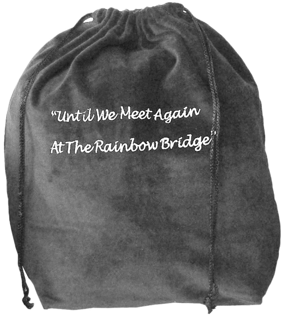 Medium Gray Rainbow Bridge Velvet Cremation Urn Bag - Velvet Cotton Bag for Urn - Medium Size 9"L x 6"W x 13"H - Great for Holding a Pet Urn Measuring 11"H or Smaller