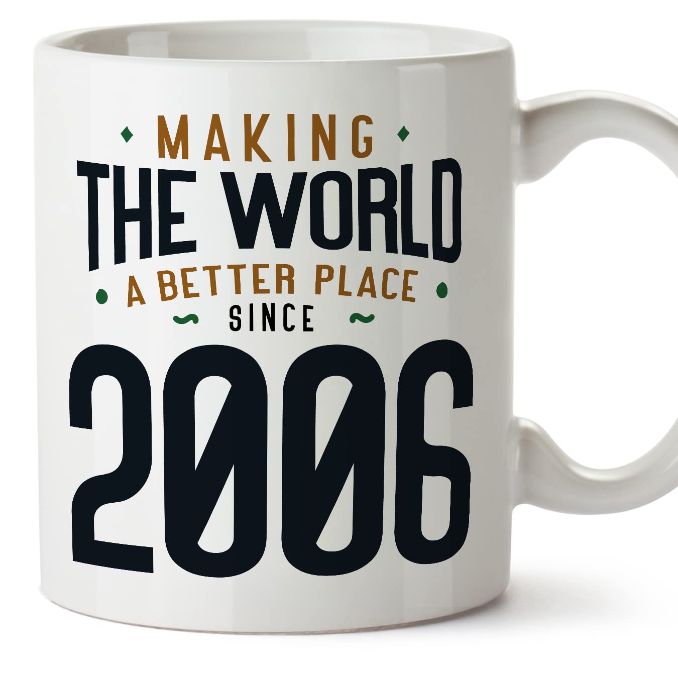 MUGFFINS 2006 Birthday Mug - in English - Making the World a Better Place - Funny Anniversary Present - 11 oz — image 1