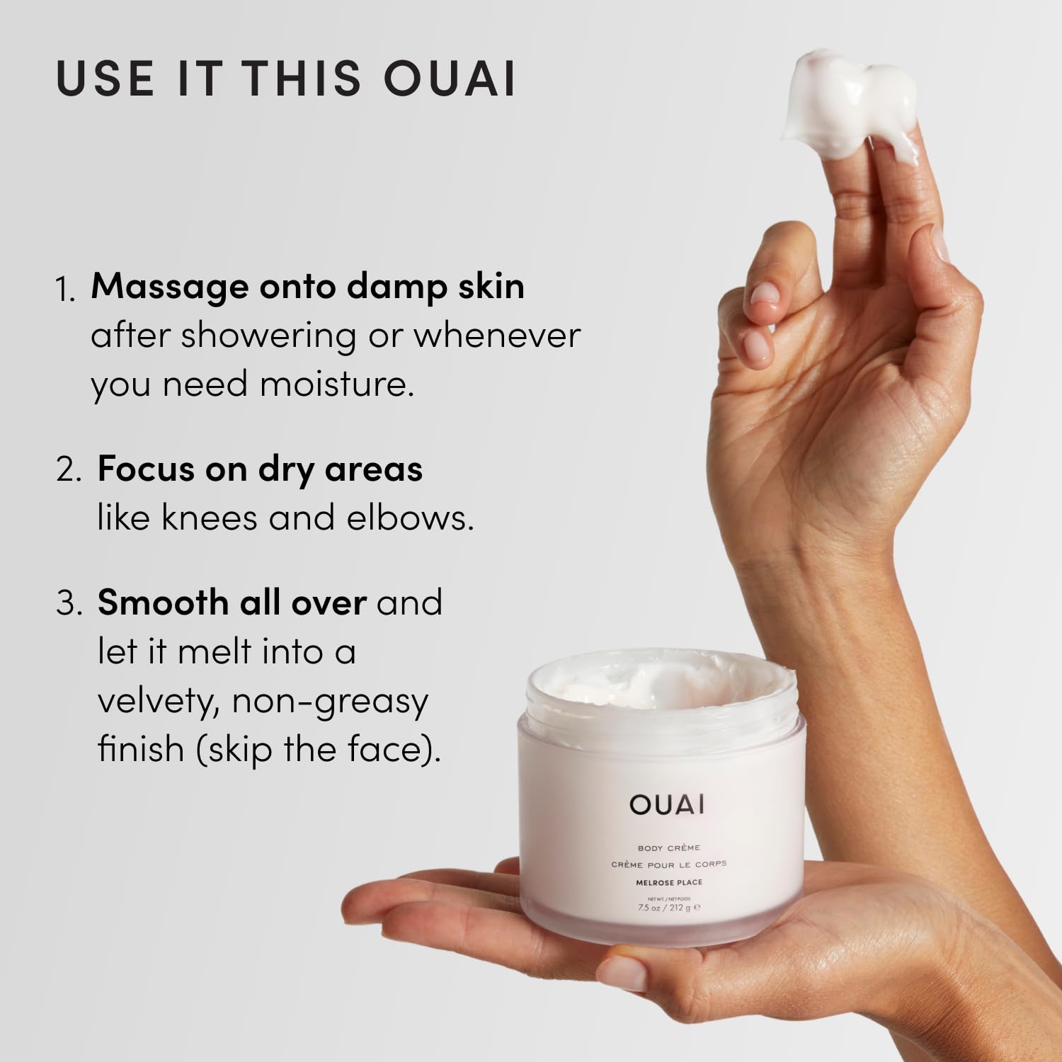OUAI Body Crème, Melrose Place Scent, 7.5 Oz