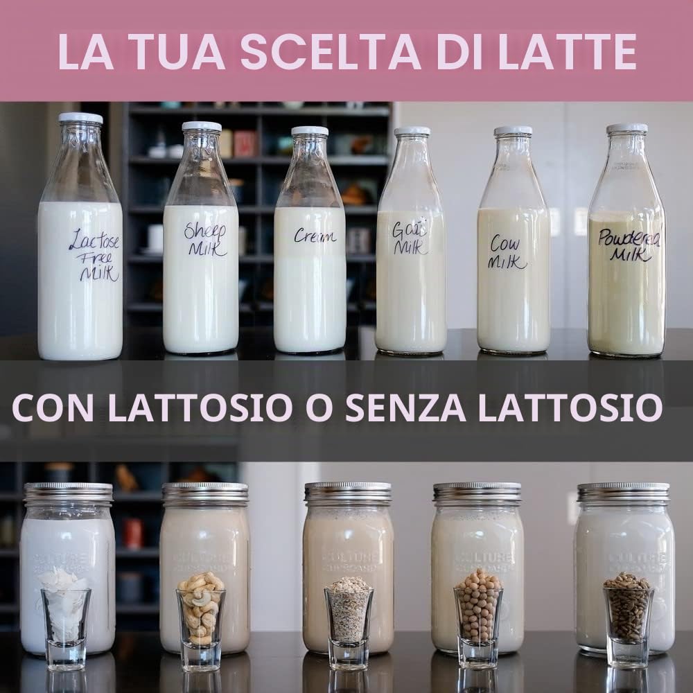 Macchina per Yogurt in Acciaio Inossidabile con Barattolo di Vetro da 0,95 Litri e Ricettario Completo per Preparare Più di 12 Yogurt Casalinghi Facili Senza Latticini e con Latte