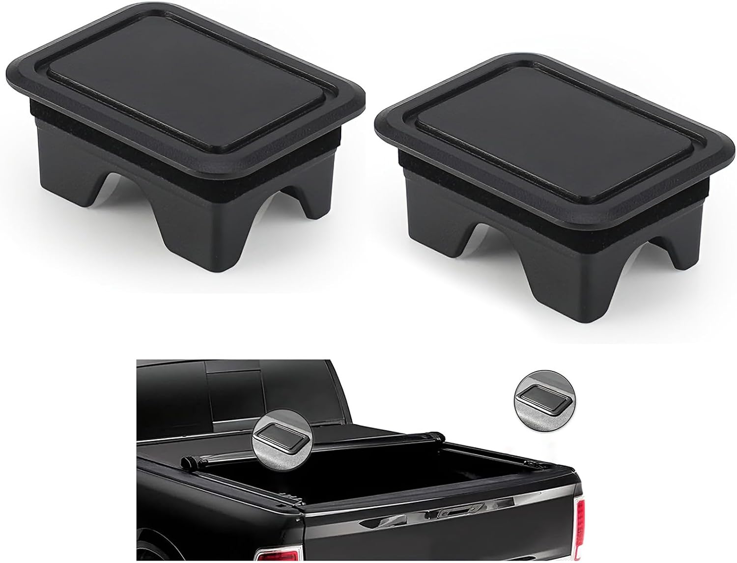 2 Pack Truck Bed Rail Stake Pocket Covers Fit for Dodge Ram 1500 2500 2019 2020 2021 2022 2023 2024 2025 2026 Accessories, Anti-Corrosion ABS Rear Holes Plugs Caps, Black